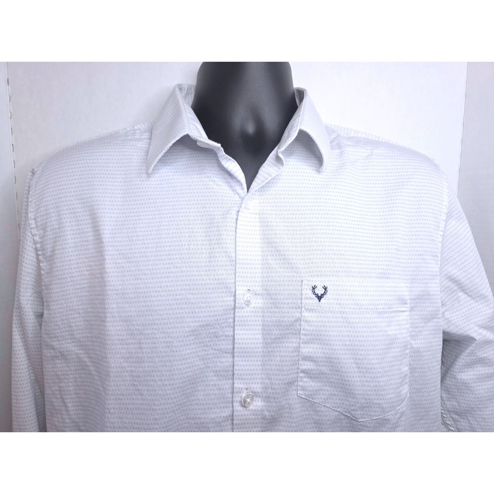 Allen Solly Classic Fit White Blue Micro Dot Pattern Long Sleeve Dress Shirt‎ 42